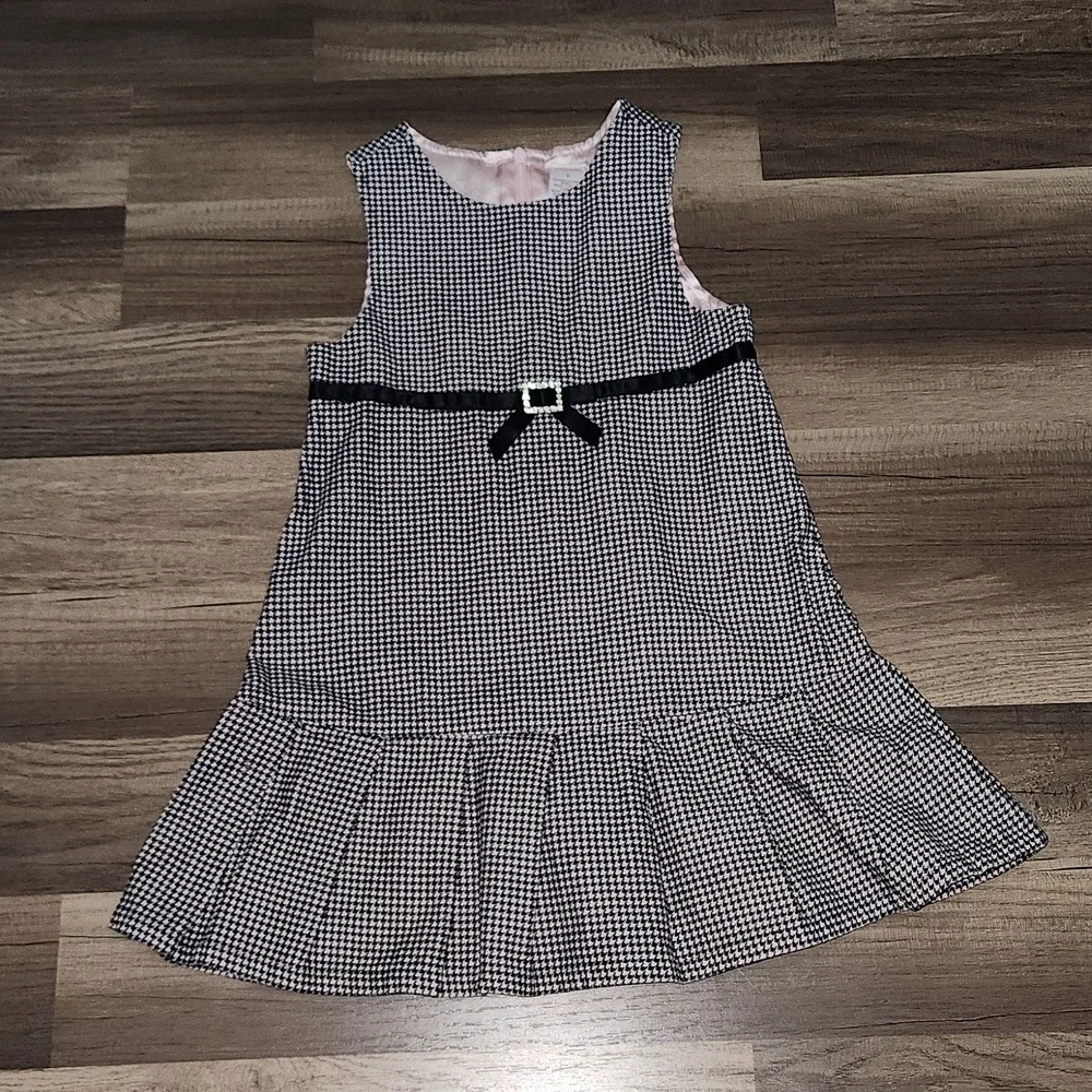 Gymboree Black and Pink Houndstooth Velvet Winter Dress Size 5 Vintage …